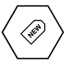 Sechseck mit einem inneren diagonalen Rechteck, das nach oben rechts zeigt und einen stilisierten Benzolring mit einer Einfachbindung im Inneren darstellt, der eine aromatische Verbindung symbolisiert. Schwarze Linien auf weißem Hintergrund.